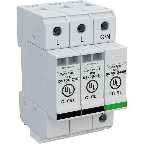 Citel Surge Protection Device, 1 Phase, 120/240V, 3 Wires - DS73US-120T/G