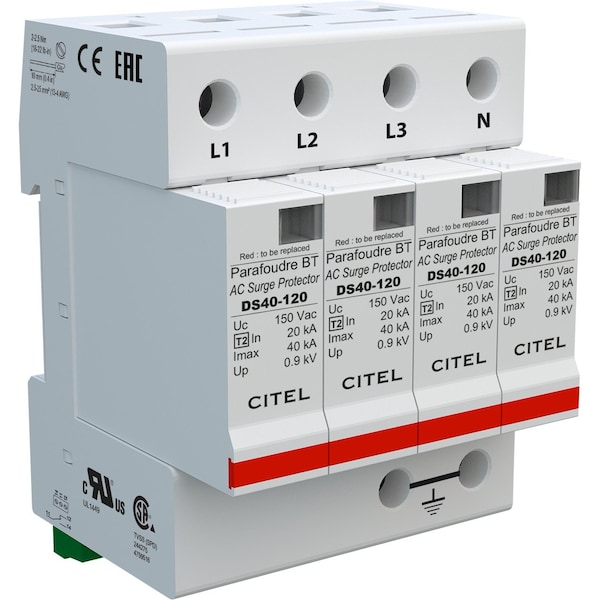 Citel Surge Protection Device, 3 Phase, 120/240V, 4 Wires - DS44S-120