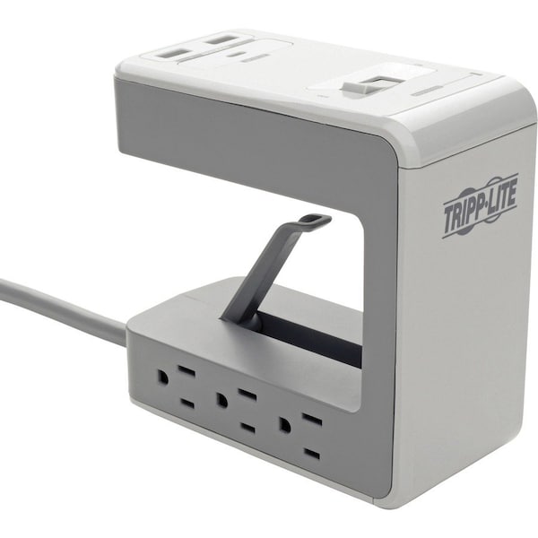 Tripp Lite Surge Protector, Desk Clamp, 2-7/10"Wx5-3/10"Dx5-1/5"H, LGY - TRPTLP648USBC