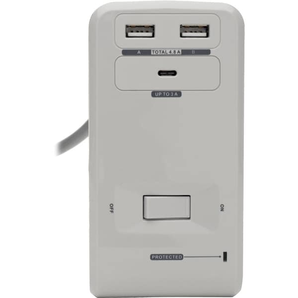 Tripp Lite Surge Protector, Desk Clamp, 2-7/10"Wx5-3/10"Dx5-1/5"H, LGY - TRPTLP648USBC