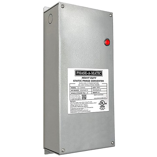 Phase-A-Matic Phase Converter, Static, 208/230V AC, 208/230V AC, 60A, 28A - UL-1200HD