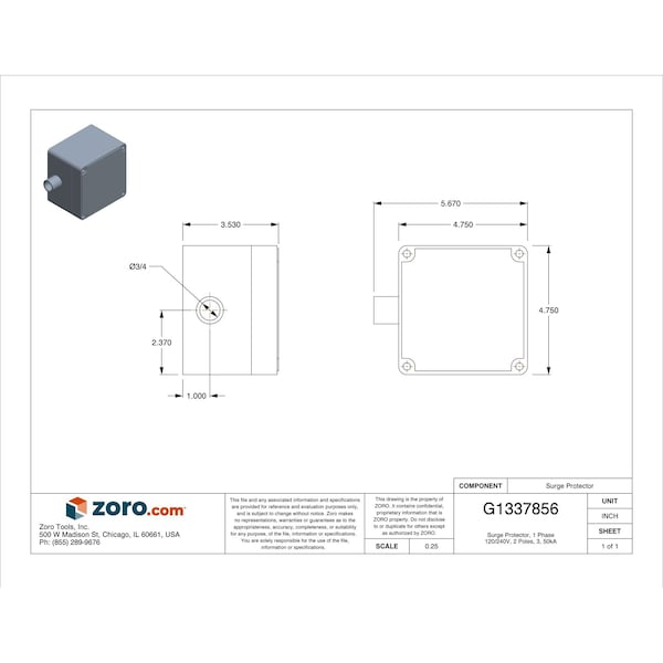 Eaton Surge Protection Device, 1 Phase, 120/240V, 2 Poles, 3 Wires - CVX050-240S