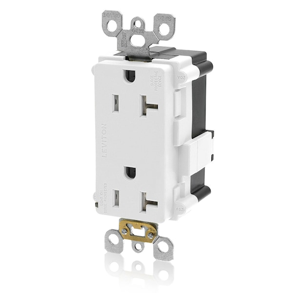 Leviton Surge Suppressor, 125V, 2 Poles, 3 Wires + Self-Ground - MT538-W