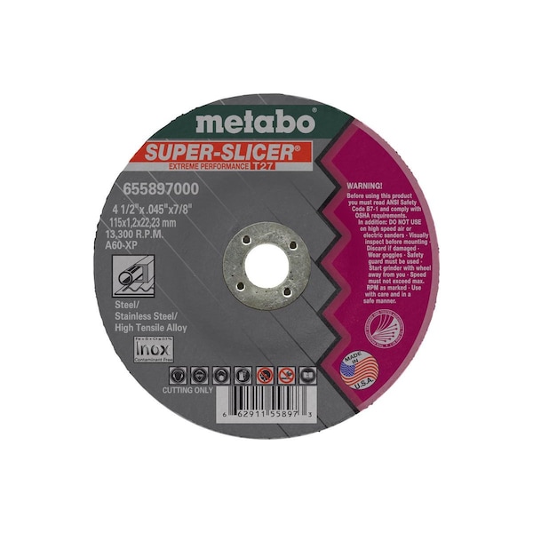Rueda de corte Metabo 5" x .045" x 7/8" - A60XP Super Slicer - 655898000