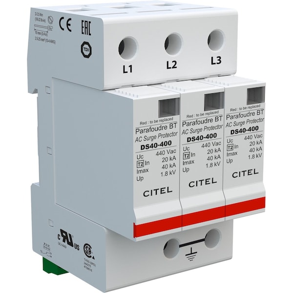 Citel Surge Protection Device, 3 Phase, 240/415V, 3 Wires - DS43S-320