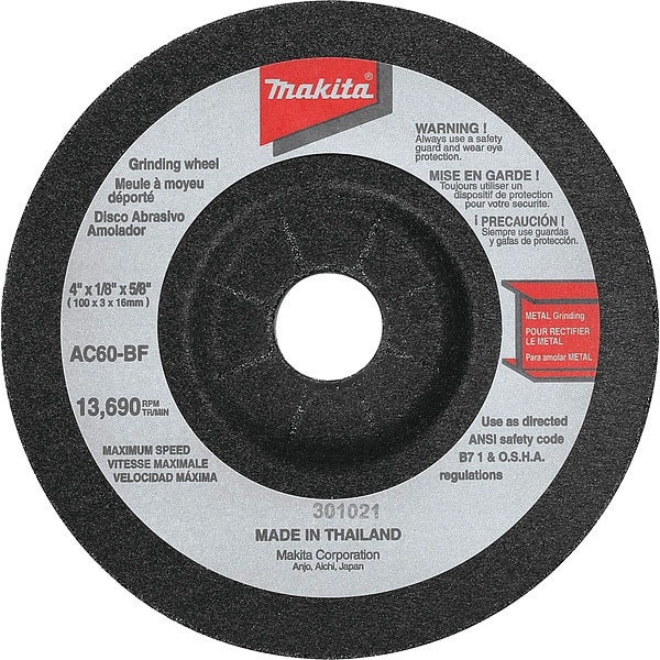 Rueda Flexible Makita de 4", 60 Grit, 10 piezas - 741404-0CP