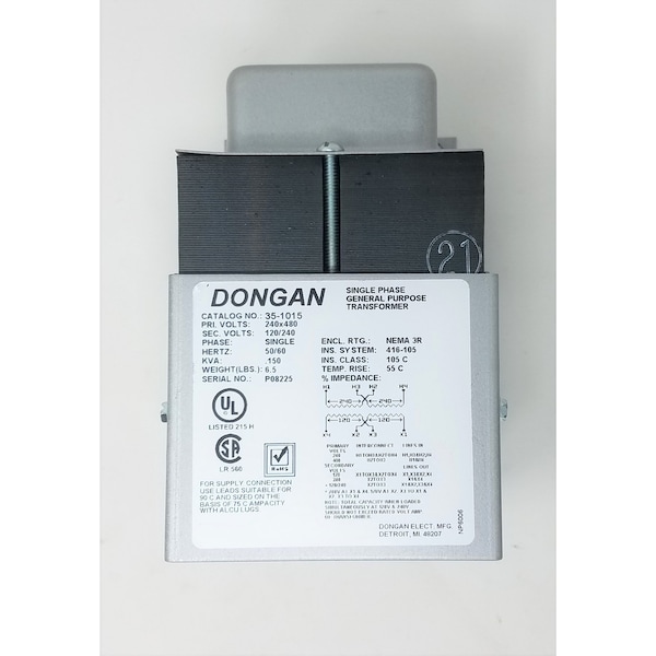 Dongan 240-480X120-240 150Va Wall Transformer - 35-1015