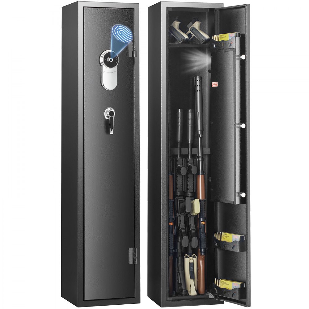 VEVOR 5 Gun Safe, Gun Security Cabinet with Fingerprint Lock, Quick Access Gun Storage Cabinet with Removable Shelf, Pistol Rack, Gun Cabinet for Home Long Gun and Pistols - ZQJBDSXZZWYC56KNLV0
