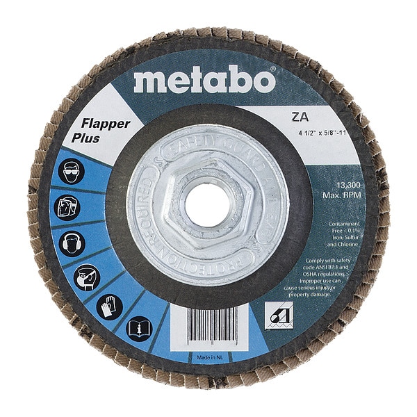 Disco de lámina Metabo, 4-1/2 pulgadas de diámetro, grano 60, 5/8"-11, T29 - 629410000