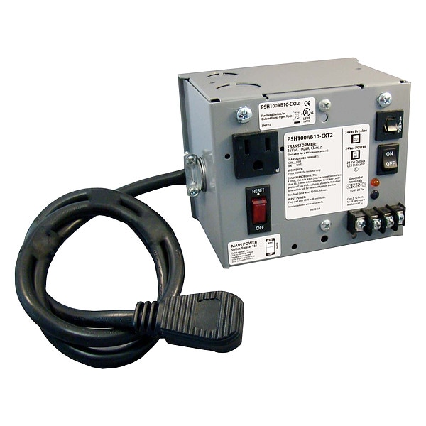 Functional Devices-Rib Class 2 Transformer, 100 VA, NEMA 1, Not Rated, 24V AC, 120V AC - PSH100AB10-EXT2