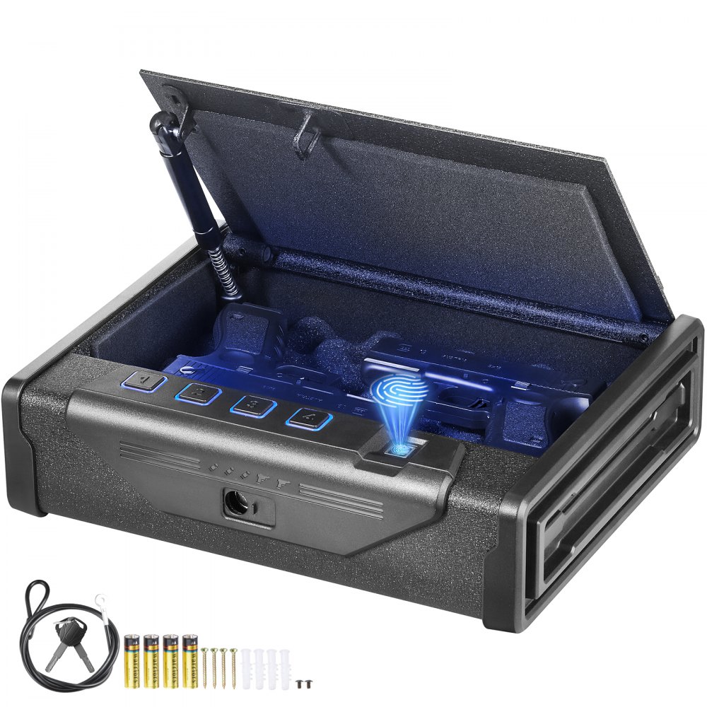 VEVOR Gun Safe for Pistols, Biometric Gun Safe with Three Quick Access Ways of Fingerprints, Passwords and Keys, Handgun Safe for 2 Pistols for Home, Bedside, Nightstand, Car - SQJSK0000000I2P0ZV0
