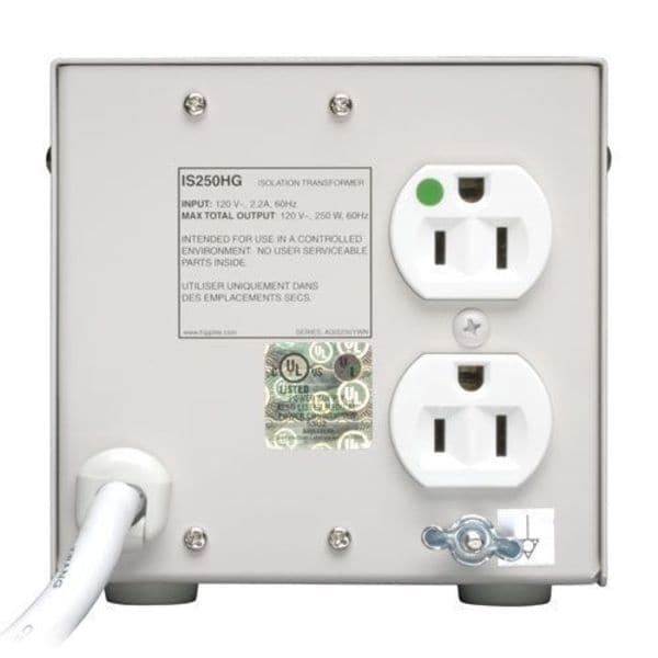 Tripp Lite Isolation Transformer, 250 VA, Not Rated, 120V AC, 120V AC - IS250HG