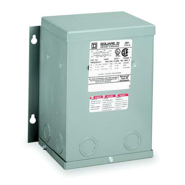 Square D General Purpose Transformer, 15 kVA, NEMA 3R, 115°C, 120/208V AC, 480V AC - 15T68F
