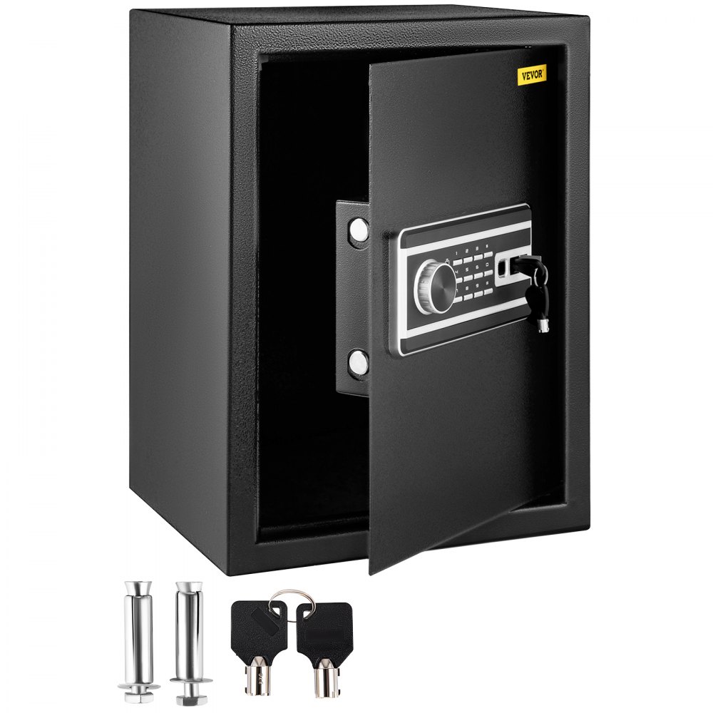 VEVOR Safe Box, 2.1 CU.FT Fingerprint Safe Box for Money w/ 2 Keys & Digital Keypad, Q235 Steel Safe Box for Storing Cash, Jewelry, Pistols, Documents, Watches in Home & Office & Hotel - ZWSBXXHSWC60LWSWEV0