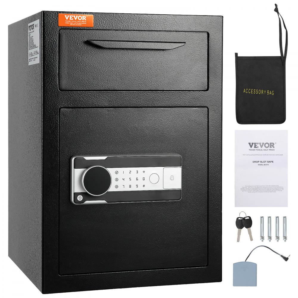 VEVOR 2.5 Cub Depository Safe, Deposit Safe with Drop Slot, Electronic Code Lock and 2 Emergency Keys, 20.27'' x 13.97'' x 13.97'' Business Drop Slot Safe for Cash, Mail in Home, Hotel, Office - LCSBXX25L000IZ30IV0