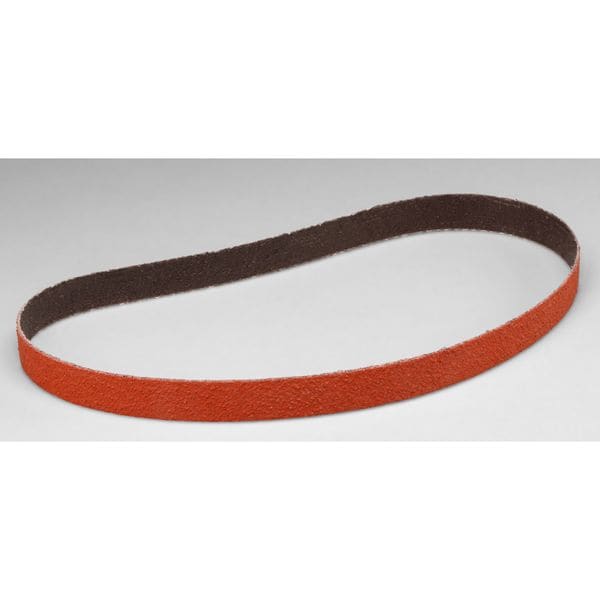 Banda de lija 3M, recubierta, 3/4 pulgadas de ancho, 18 pulgadas de largo, grano 36, no aplicable, cerámica, 777F, naranja - 60410003648