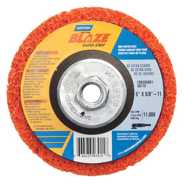 Norton Abrasives Depressed Center Wheels, Tipo 27, 5 pulgadas de diámetro, 1 pulgada de grosor, tamaño de agujero en el eje de 5/8"-11, Cerámica - 66623303915