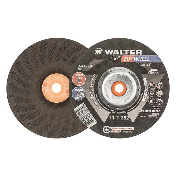 Walter Surface Technologies Disco de corte deprimido de centro, Tipo 27, de 0.0469 pulgadas de espesor, Óxido de aluminio - 11T362
