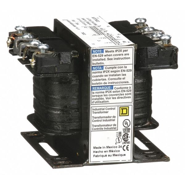 Square D Control Transformer, 50 VA, Not Rated, 55°C, 24V AC, 240/480V AC - 9070T50D2
