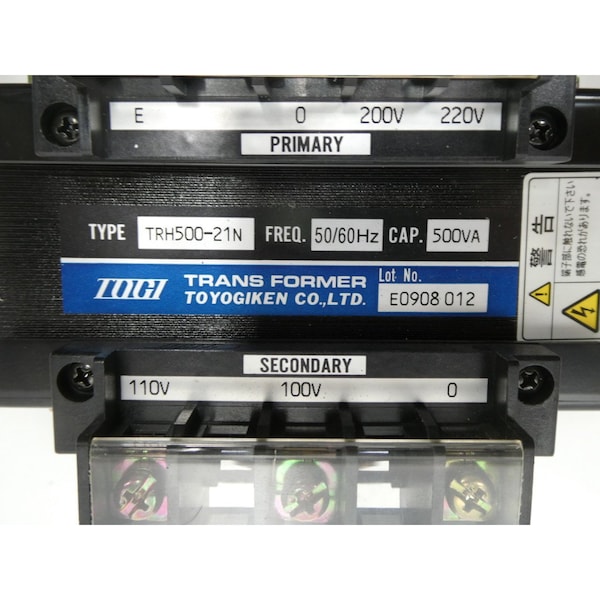 Togi Voltage Transformer, 100/110V AC, 200/220V AC - TRH500-21N