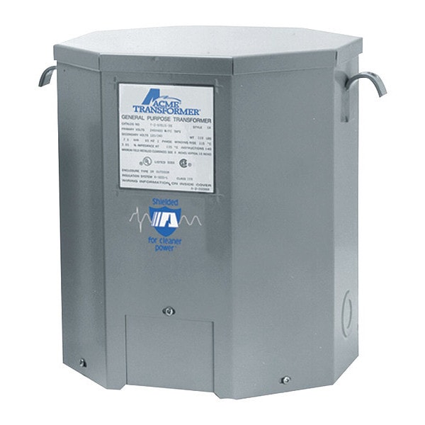Acme Electric Low Voltage Distribution Transformer, 7.5 kVA, NEMA 3R, 115°C, 120/240V AC, 240/480V AC - TC535153S