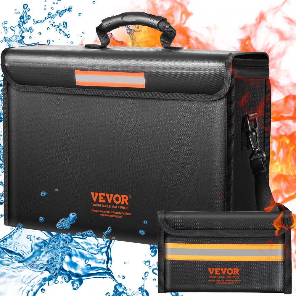 VEVOR Fireproof Document Box, Fireproof Document Bag  2000℉, 3-layer Folding Fireproof and Waterproof File Box 15.35x12.4x13.98 inch with Zipper, for Money, Documents, Jewelry and Passport - XSFHWJ1712552XZ9BV0