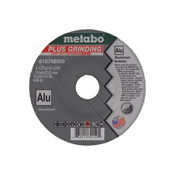 Rueda de rectificado Metabo 6" x 1/4" x 7/8" - A36M Plus Grind ALU - US616754000