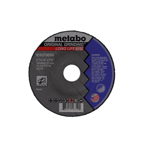 Rueda de rectificación Metabo 7" x 1/4" x 7/8" - A24R Original LL - 616782000