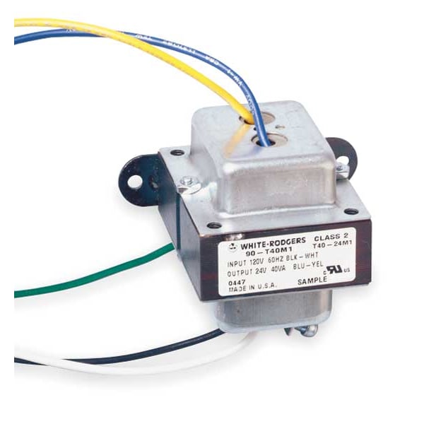 White-Rodgers Class 2 Transformer, 40 VA, Not Rated, 85°C, 24V AC, 120V AC - 90-T40M1