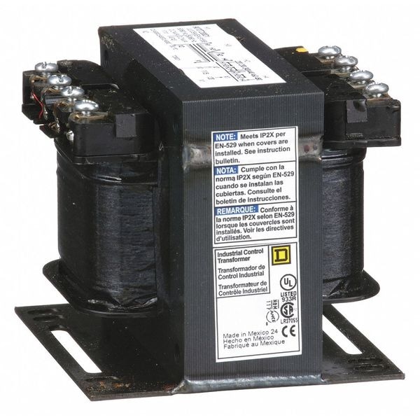 Square D Control Transformer, 200 VA, Not Rated, 80°C, 120V AC, 240/480V AC - 9070T200D1