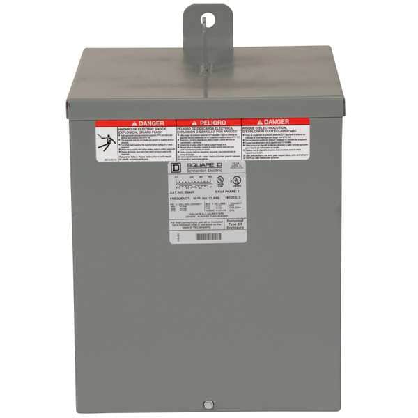 Square D General Purpose Transformer, 5 kVA, NEMA 3R, 115°C, 120/240V AC, 480V AC - 5S40F