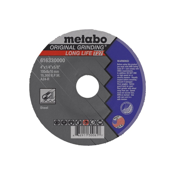 Rueda de rectificado Metabo 4" x 1/4" x 5/8" - A24R Original LL - 616330000
