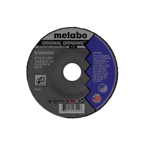 Rueda de rectificación Metabo 9" x 1/4" x 7/8" - A24N Original Grinding - US616572000