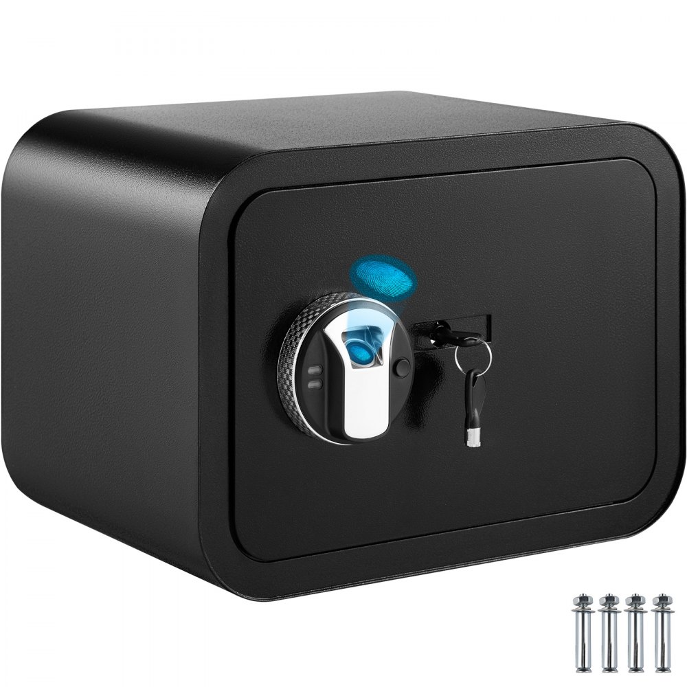 VEVOR Safe Box, 1 Cubic Foot Money Safe with Fingerprint Lock and Key Lock, Alloy Steel Home Safes with 2 Keys, Wall-Mounted Security Safe for Cash, Watch, Jewelry, Passports, Documents (Black) - BXXHSWC1CK020L0ZIV0