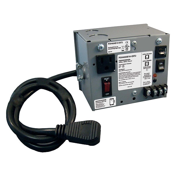 Functional Devices-Rib Class 2 Transformer, 40 VA, NEMA 1, Not Rated, 24V AC, 120V AC - PSH40AB10-EXT2