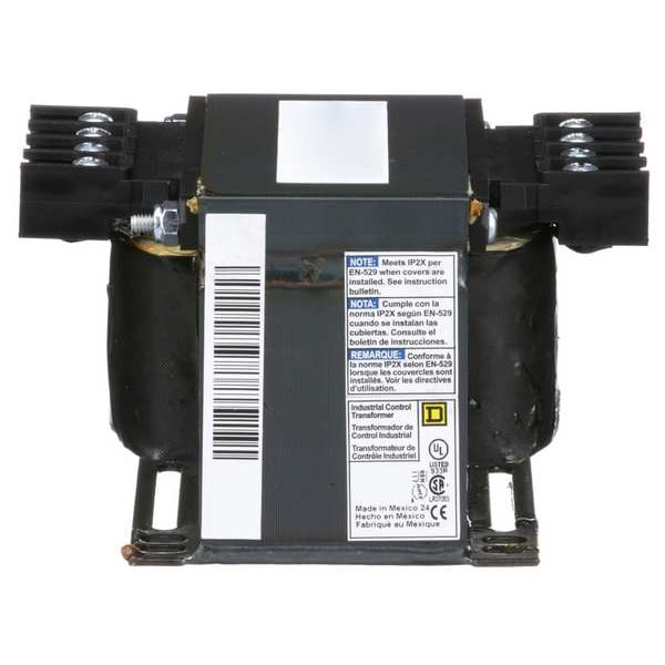 Square D Control Transformer, 250 VA, Not Rated, 80°C, 120V AC, 208V AC - 9070T250D3