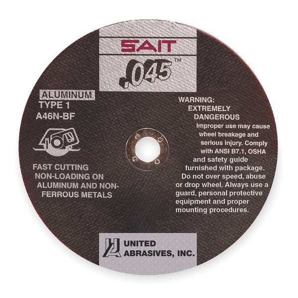 United Abrasives/Sait SAIT 23314 Ruedas de corte de aluminio A46N (Tipo 1/Tipo 41 Plano) 4-1/2" x .045" x 7/8" - 23314
