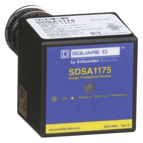 Square D Surge Protection Device, 1 Phase, 120/240V AC, 2 Poles, 3 Wires, L-L/L-N, 1304 J, NEMA 4X - SDSA1175