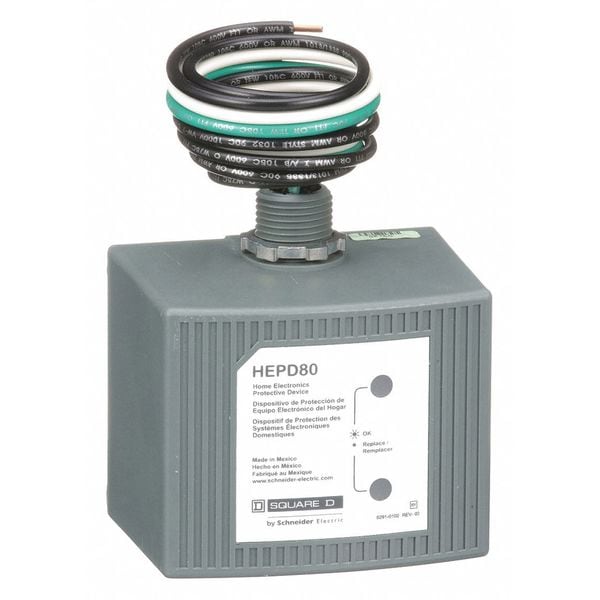 Square D Surge Protection Device, 1 Phase, 120/240V AC, 2 Poles, 3 Wires + Ground - HEPD80