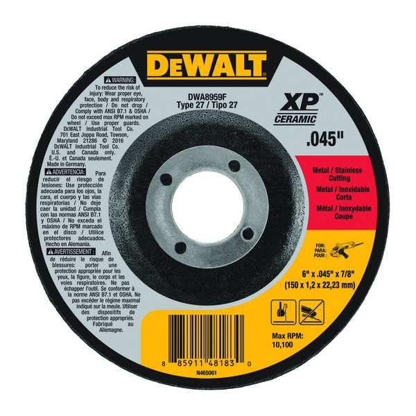 Dewalt 6 x .045" x 7/8" Tipo 27 Rueda de corte de metal/acero inoxidable - DWA8959F