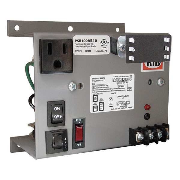 Functional Devices-Rib Class 2 Transformer, 100 VA, Not Rated, Not Rated, 24V AC, 120V AC - PSB100AB10