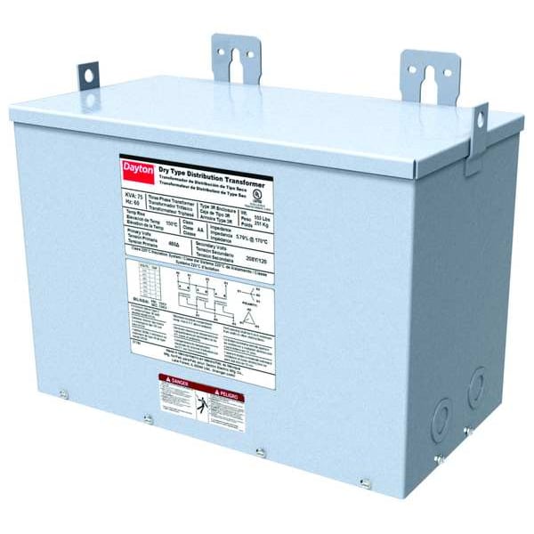 Dayton General Purpose Transformer, 15 kVA, NEMA 3R, 115°C, 240V AC, 480V AC - 44YV01