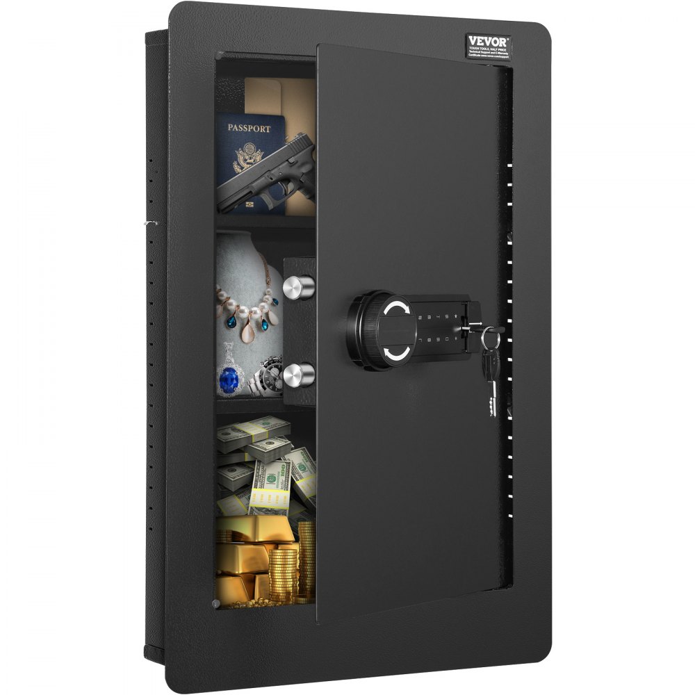 VEVOR 25.59" Tall Wall Safe 3-Tier Hidden Safe with Keypad Shelves & Key Holders - BGBXX09CUFT3G969UV9