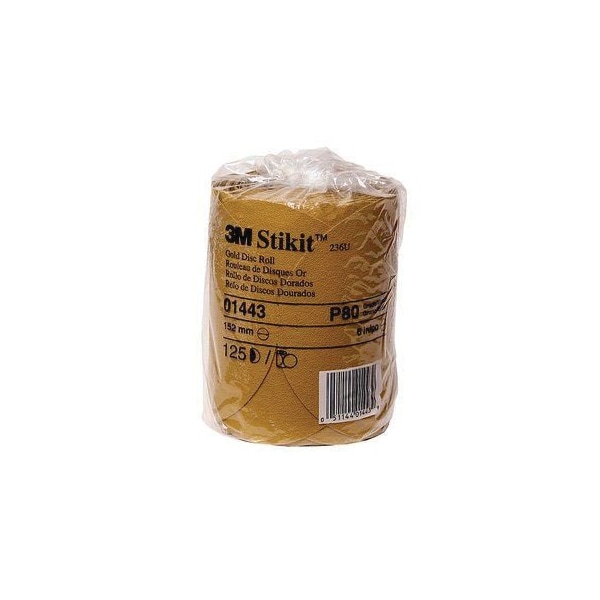 Rollo de discos Stikit Gold de 3M, 01443, 6 in, P80A, 125PK - 7100030963