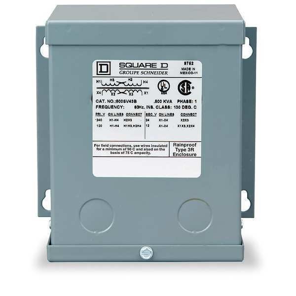 Square D Buck Boost Transformer, 750 VA, NEMA 3R, 115°C, 16/32V AC, 120/240V AC - 750SV46F