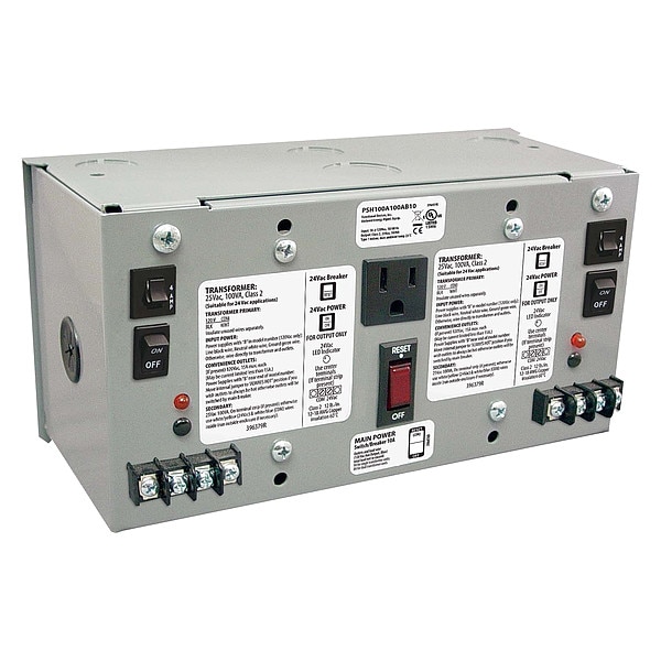 Functional Devices-Rib Class 2 Transformer, 100 VA, NEMA 1, Not Rated, 24V AC, 120V AC - PSH100A100AB10