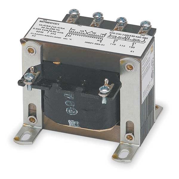 Square D Control Transformer, 3 kVA, Not Rated, 55°C, 120V AC, 240/480V AC - 9070EO10D1