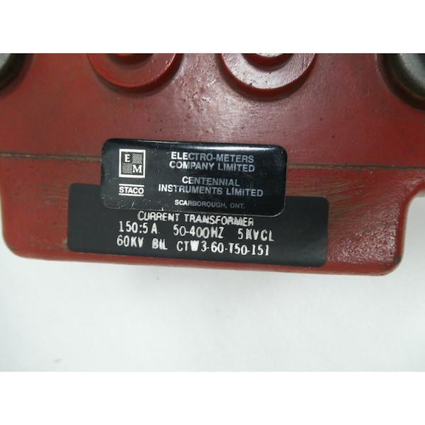 Electro-Meters Current Transformer, 0 to 150A, 0 to 5A - CTW3-60-T50-151
