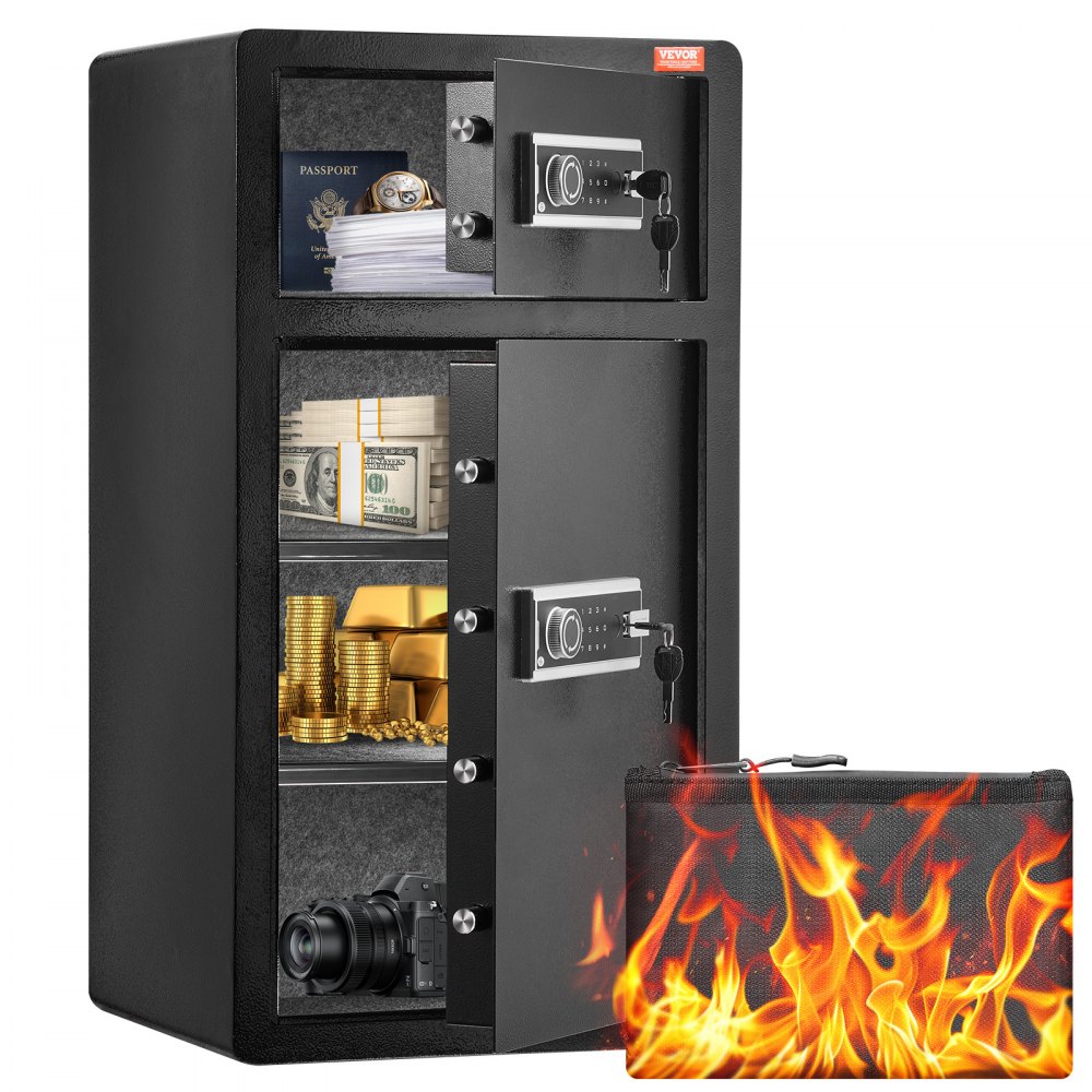 VEVOR Double Door 7.2 cu.ft Safe Box with Key Lock Password Cabinet Black,organize cash, passports, jewelry, gold, watches and documents - LMBXXLS782CUWAFUQV9