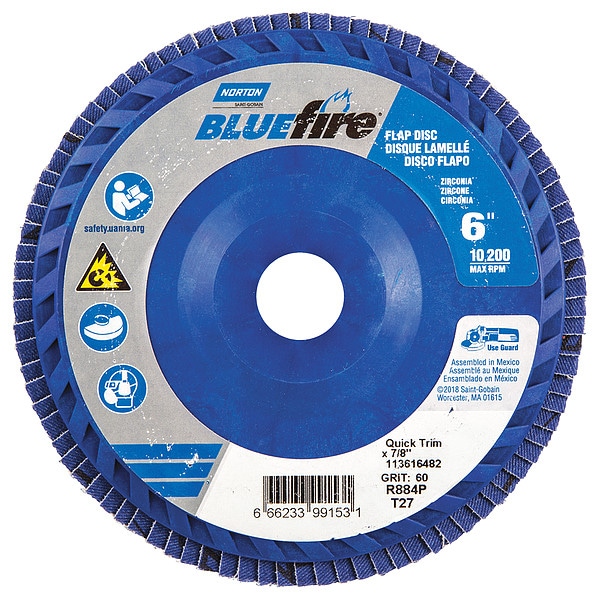 Disco de Láminas Norton Abrasives, 6 pulgadas x 60 grano, 7/8 - 66623399153